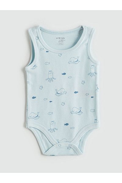 LC Waikiki Blue Organic Fabric Baby Boy Snapback Bodysuit and Shorts Set of 2