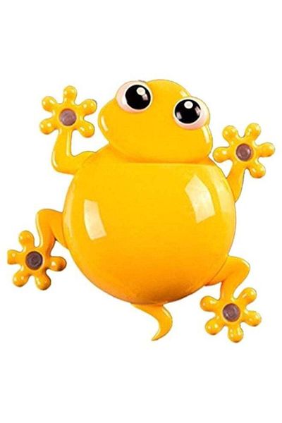 Generic Cute Cartoon Gecko Wall Mounted Toothbrush Toothpaste Holder Yellow 18.5 x 18cm