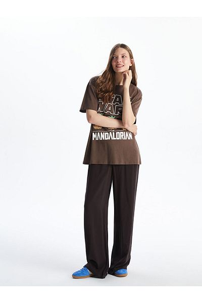 LC Waikiki Xside Brown Elastic Waist Wide Leg Women's Trousers