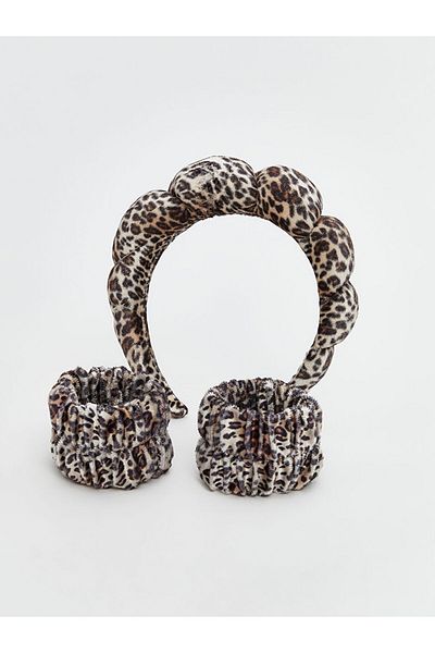 LC Waikiki Lcw Accessories Mixed Leopard Pattern Elastic Women's Bracelet and Crown Set