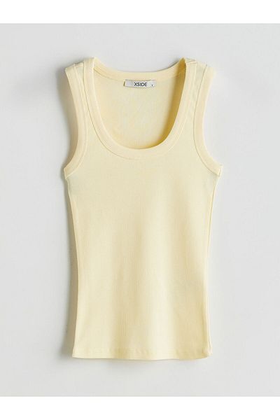 LC Waikiki Xside Yellow U Neck Textured Women's Undershirt