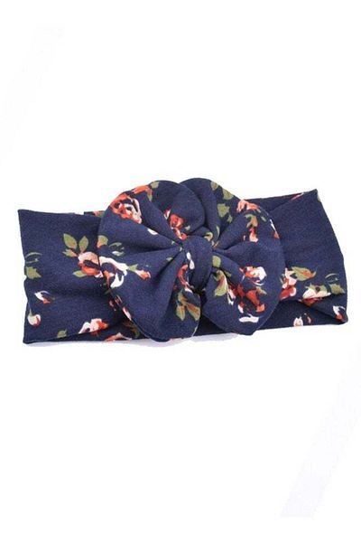 Generic Flower Printed Bow Headband For Baby Girl - Style01