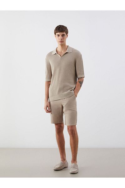 LC Waikiki Xside Beige Polo Collar Men's Knitwear Sweater