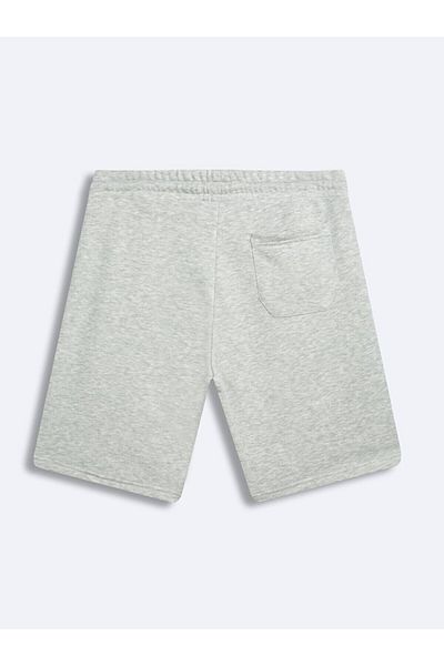 Ltb Basic Zippered Text Detailed Printed Knitted Gray Shorts