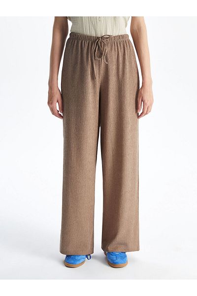 LC Waikiki Xside Beige Elastic Waist Textured Women's Trousers