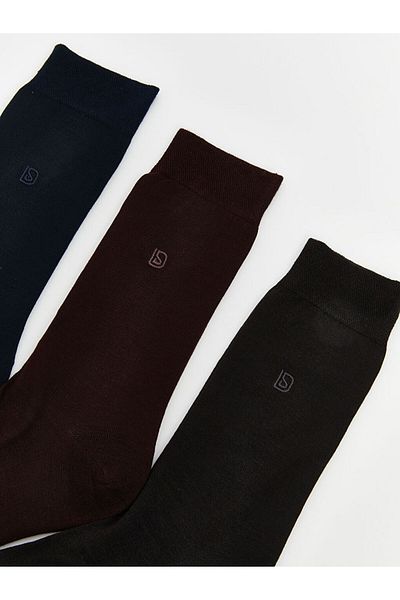 LC Waikiki Lcw Accessories Mixed Embroidered Men's Socks 3-Piece