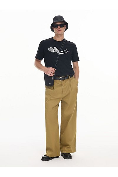 Ltb Short Sleeve Crew Neck Sıgn Printed Regular Black T-Shirt