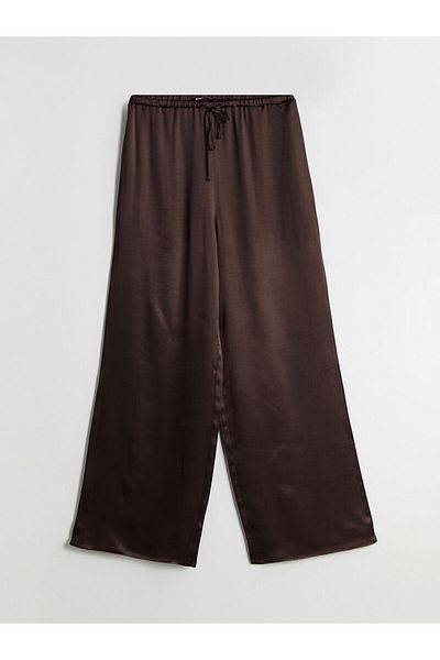 LC Waikiki Xside Brown Elastic Waist Satin Women's Trousers