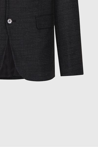 ALTINYILDIZ CLASSICS Men's Black-Grey Slim Fit Slim Fit Swallow Collar Patterned Double Trousers Suit