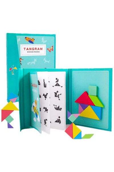 HALAMODO Wooden tangram puzzle, tangram puzzles for early development, IQ and brain stimulation games, jigsaw