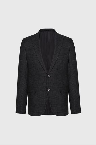 ALTINYILDIZ CLASSICS Men's Black-Grey Slim Fit Slim Fit Swallow Collar Patterned Double Trousers Suit