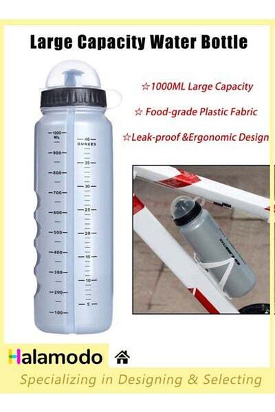 HALAMODO Water Bottle, 1L 32oz Sports Water Bottles, Motivational Large Water Bottle, BPA Free Tritan Plastic
