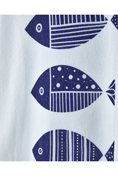 English Home Seafish Cotton Beach Towel 90X150 cm Ecru-Navy Blue