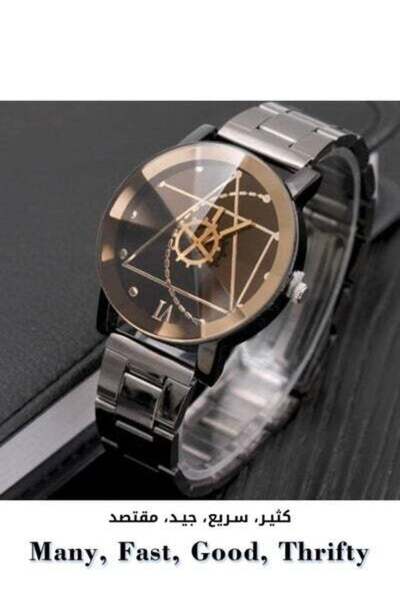 HALAMODO ساعة يد كوارتز عصرية بنمط هندسي مع مرآة ومينا سهلة القراءة للجنسين