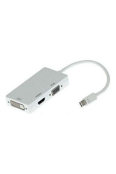 Generic محول منفذ العرض الصغير 1080 بكسل من منفذ العرض الرقمي إلى منفذ HDMI ومنفذ DVI ومنفذ VGA، 3 في 1، محول Thunderbolt باللون الأبيض