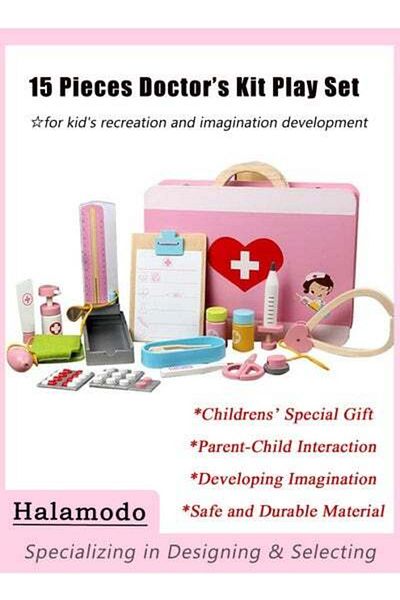 HALAMODO 15 PCS Doctor Kit for Kids, Doctor’s Kit Play Set, Pretend Play Dress Up Dr Kit, Costume Role Play