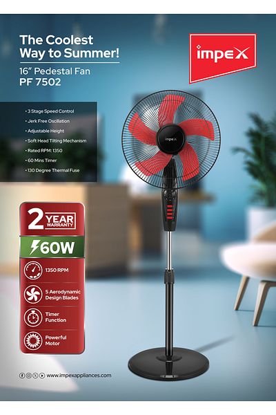 İMPEX Impex 16"Pedestal Fan (PF 7502)