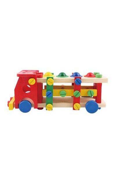 HALAMODO 2 In 1 Reassembly Multifunction Screw Vehicle Hammer, Educational Building Blocks Toy, Wooden Multic