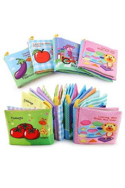 HALAMODO Nontoxic Fabric Baby Cloth Books, Early Educational Baby English Cognitive Palm Book, Soft Book, Dur
