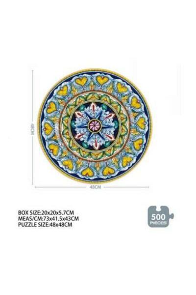 HALAMODO Circular Jigsaw Jigsaw 500 pieces (yellow mandala fabric)