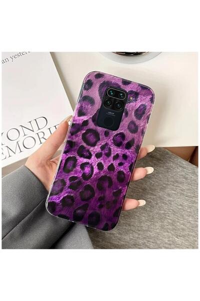 Zebana Xiaomi Redmi Note 9 Pro Max Uyumlu Kılıf Luxe Leopard Silikon Kılıf Mor