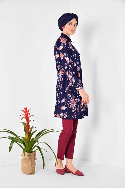 Alvina Front Button Flower Tunic 4911