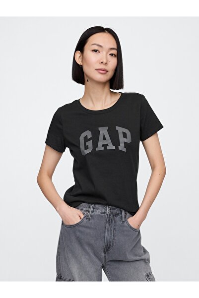 GAP Kadın Siyah 2'li Logo Kısa Kollu T-Shirt Seti