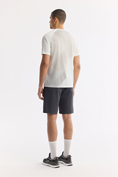 Avva Ανδρικό μπλουζάκι με λευκό μοτίβο με λαιμόκοψη από τεχνικό ύφασμα κανονική εφαρμογή A51Y1151