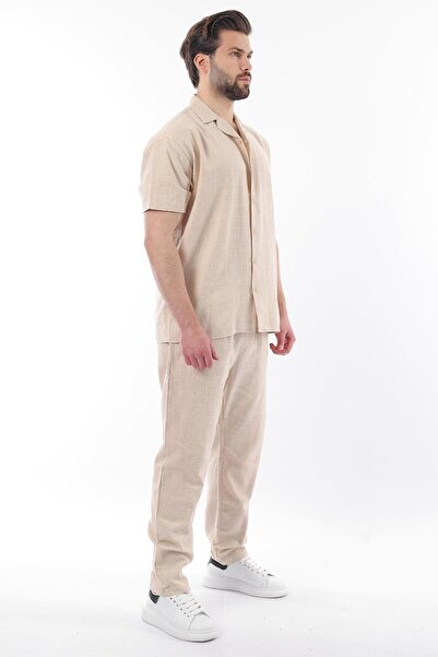 Madmext Beige over Fit Men's Shirt Suit E7303