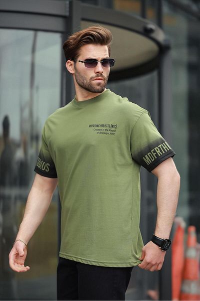 Madmext Ανδρικό T-Shirt Khaki Green 100% Cotton Printed E7143