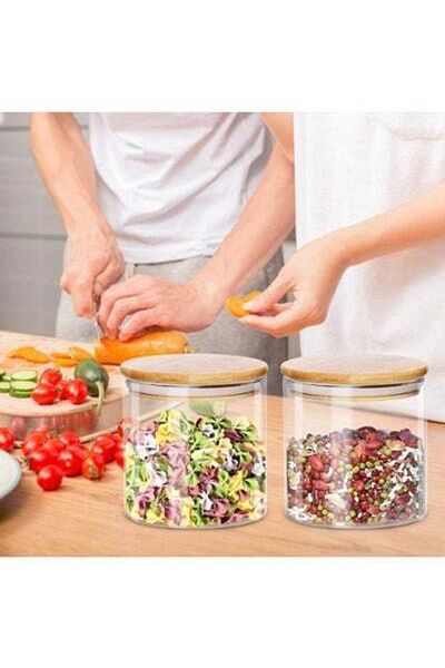 HALAMODO 8pcs Airtight Glass Food Storage Jars Set Clear Glass Food Storage Container with Sealing Lid Stacka