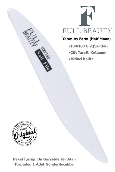 Full Beauty 100/180 Grit Çift Taraflı Kağıt Tırnak Törpüsü - Protez Tırnak ve...