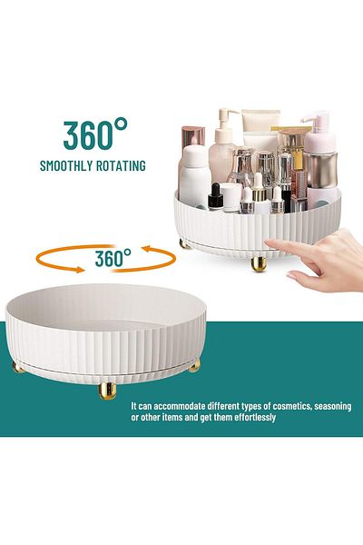 COOYA Lazy Susan Turntable Round Organizer,360°Rotating with Thickened Guardrail,for Vanity,Bathroom
