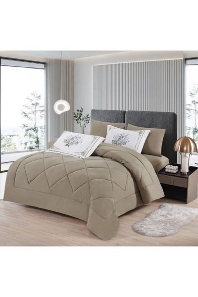 smart home Plain Duvet Set For Two Sides System Bedspread Consisting Of 6 Pieces, Microfiber 100%