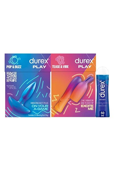 Durex Anal Titreşimli Plug Tıkaç + 2si1 Arada Titreşimli Vibratör & Uyarıcı B...