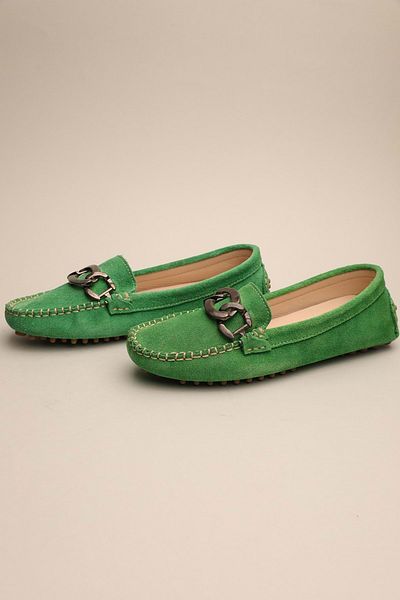 Gondol Mocasnic clasic de damă din piele naturală verde 37 Ttx.751