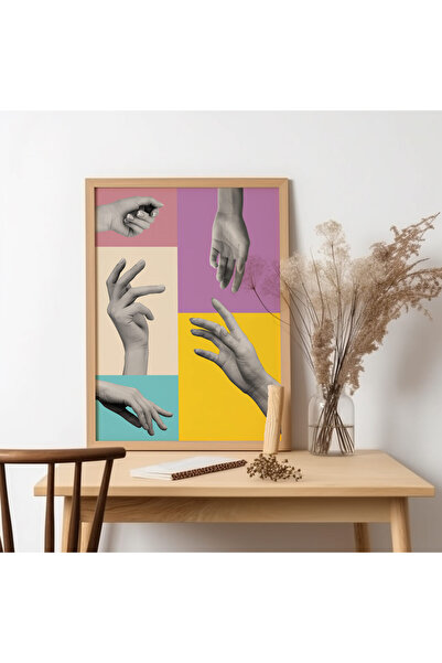 UNT Pictură de artă modernă cu rama din lemn