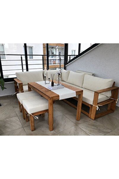 wuud ahşap bahçe mobilyaları Elisa Bahçe Balkon Teras Köşe Takımı