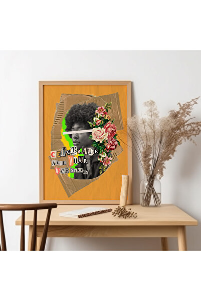 UNT Pictură de artă modernă cu rama din lemn