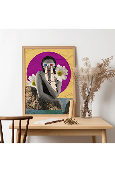 UNT Pictură de artă modernă cu rama din lemn