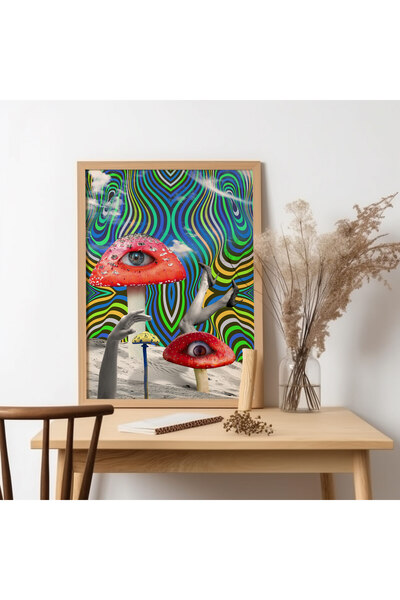 UNT Pictură de artă modernă cu rama din lemn