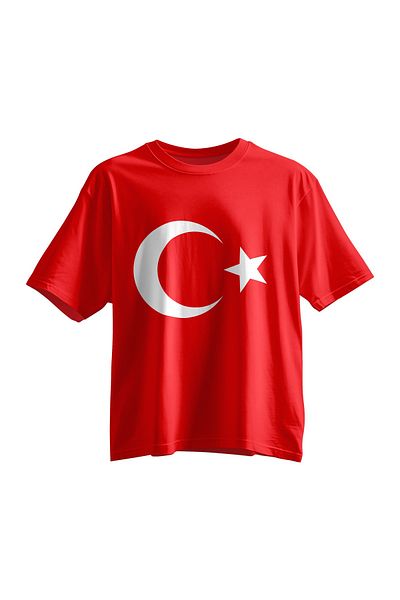 Lovexi Turkish Flag Moon Star Printed Red Short Sleeve T-Shirt (23 April 19 May)