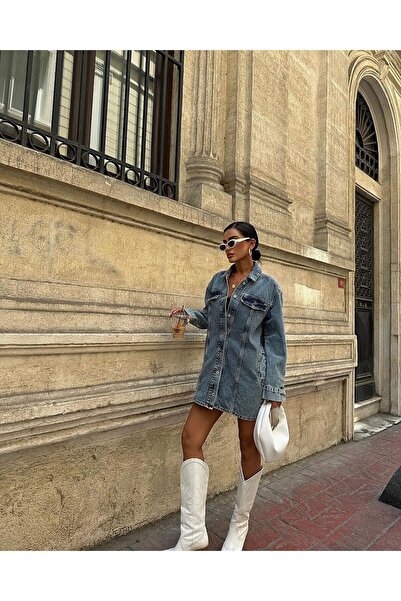 CAN ÇAPAR Жіночий дизайнерський джинсовий піджак з боковими і нагрудними кише...