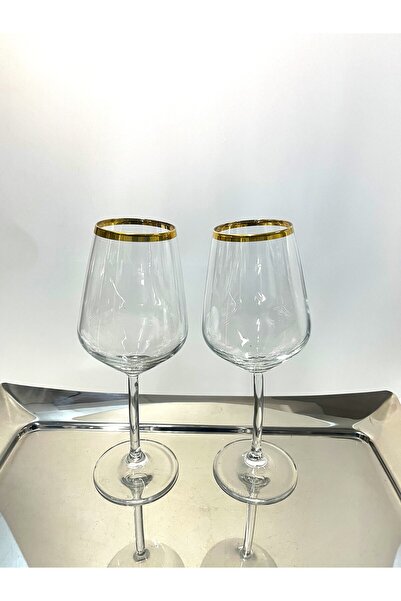 DECOSTYLE Gold Şerit İşlemeli Yamuk Kadeh Bardak – Tekli Şık Sunum Kadehi – 1...