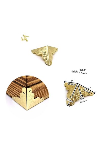 Choice golden 12pcs Wooden Box Corner Protector Cover Guard with Nail for Jewelry Chest Wine Gift Case Deco