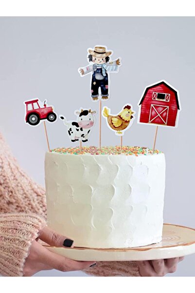 Parti Adresi Çiftlik Hayvanları Temalı Kürdan Cupcake Kürdanı Pasta Süsü 10'lu
