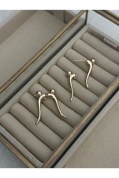 MyladyAccessoriess Special Series Double Design Earrings with Heel Detail