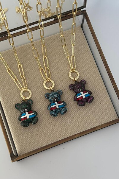 MyladyAccessoriess Özel Seri Zirkon Taş Detaylı Ayıcık Figürlü Zincir Kolye (...