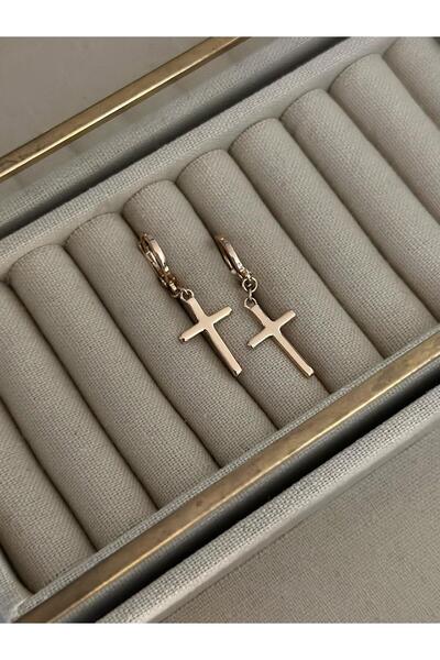 MyladyAccessoriess Çelik Unisex Sallantılı Haç Küpe