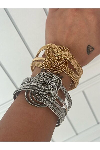 MyladyAccessoriess Düğüm Model Vintage Kelepçe Gümüş